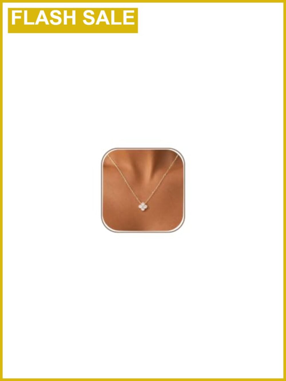 14K Gold Plated Dainty Clover Necklace for Women, Non Tarnish CZ Pendant